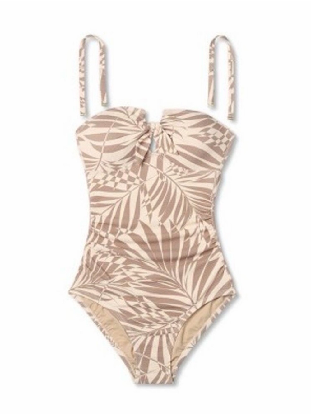 Kona Sol Beige Tropical-Print One-Piece Swimsuit